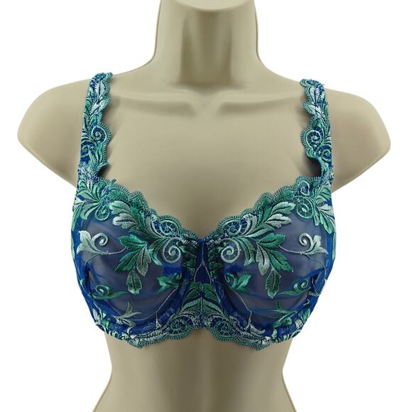 Soma Blue Sensuous Lace Unlined Bra Womens 34D - Picture 1 of 4